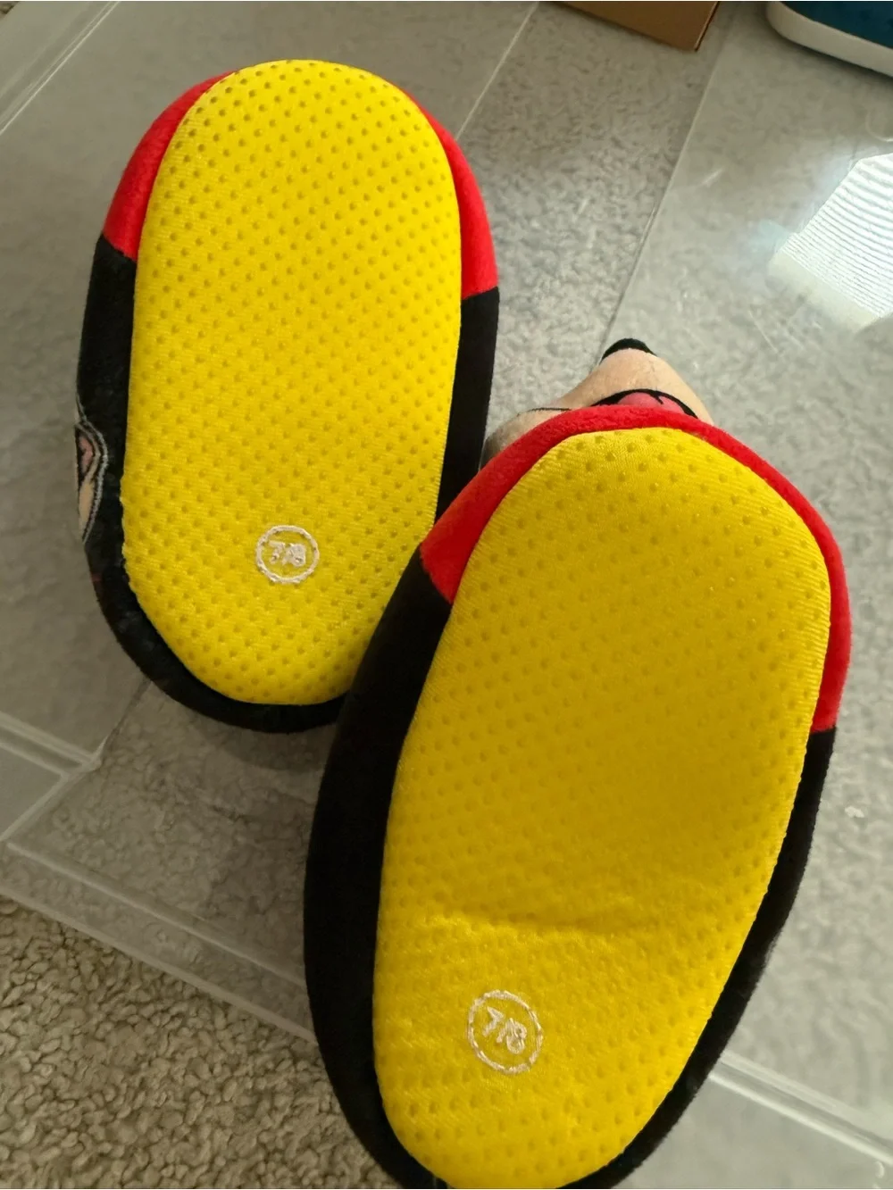 Mickey Mouse Plush Kids One-Piece Slippers - Black & Red